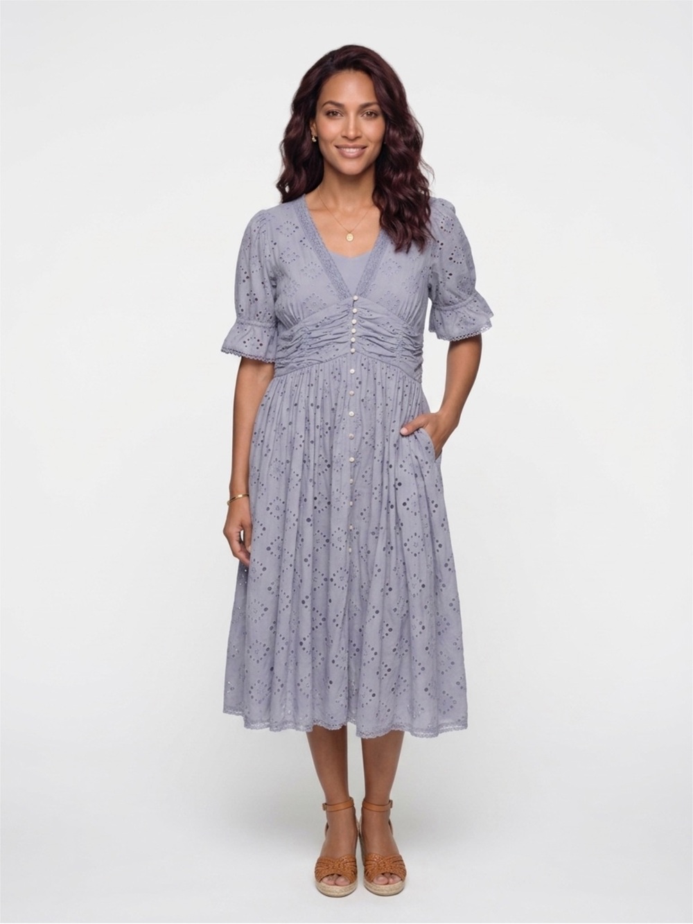 House of Harlow 1960 Eyelet midi dress